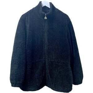 Vintage Pacific Trail Fleece Jacket Medium Casual Coat Zip Front Black